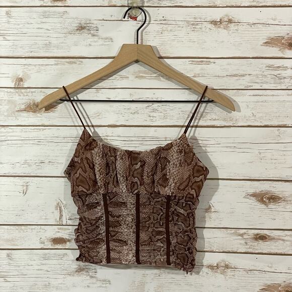 Princess Polly Snakeskin Print Margie Top - Brown - US 6 - Picture 14 of 15
